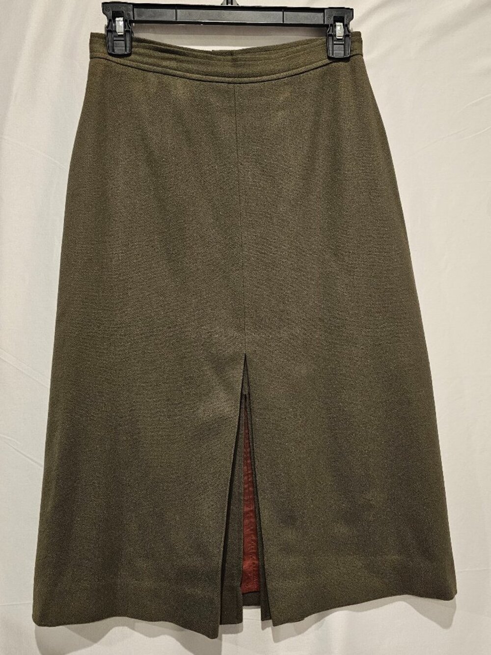 Ricardo Lenzi Vintage Wool Pencil Skirt Olive Green Size 10 27" Waist